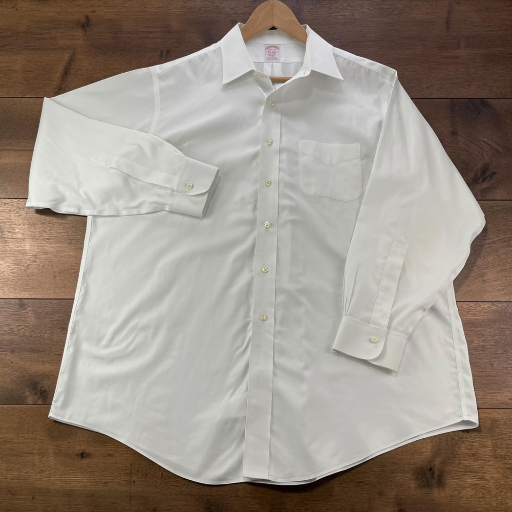 Brooks Brothers Classic White Non-Iron Supima Cotton Dress Shirt 16.5-33 Mens